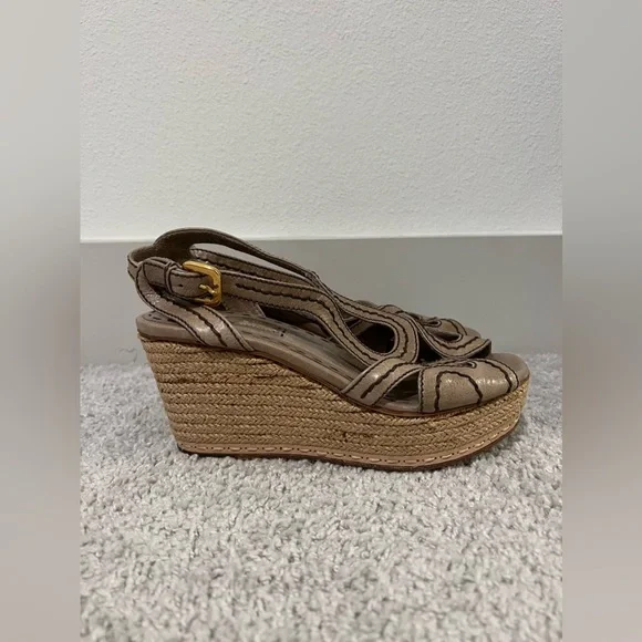 PRADA  vintage‎ wedge heels open toe with amazing details ! - Picture 13 of 15